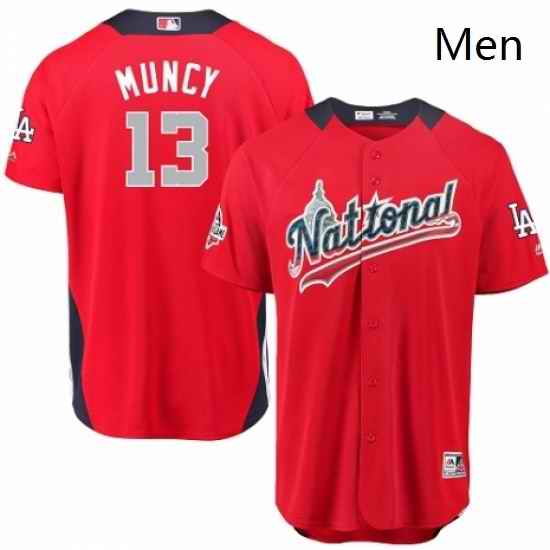 Mens Majestic Los Angeles Dodgers 13 Max Muncy Game Red National League 2018 MLB All Star MLB Jersey